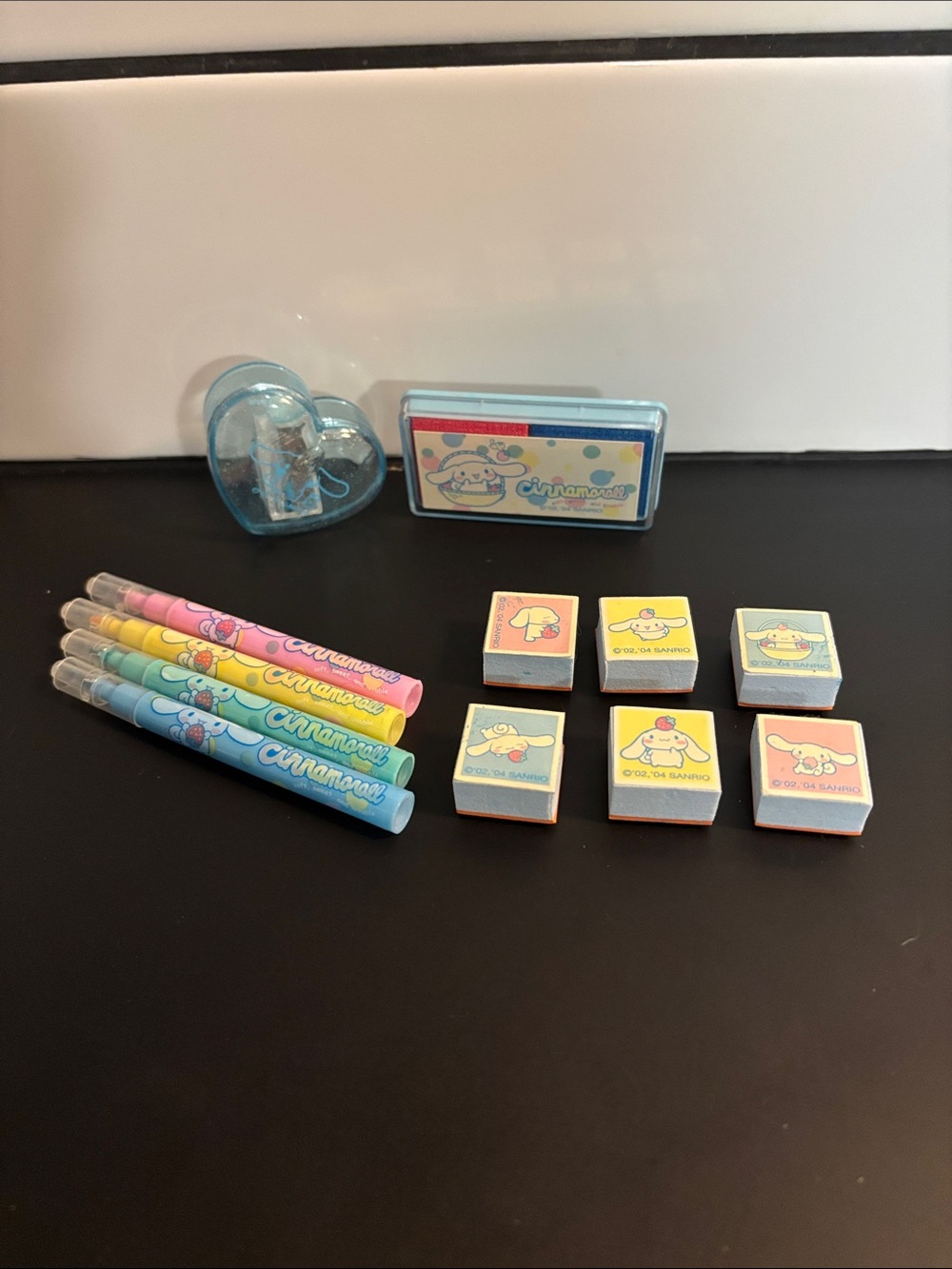 Vintage 2004 Sanrio Cinnamoroll Pastel Marker & Stamp Lot - 12 Pc Stationery Set